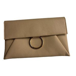 urban expressions vegan leather gold ring tan beige clutch